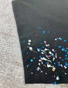 Crystal Paint-Splattered Cotton T-Shirt - Black | FREE SHIPPING